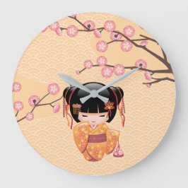 Ume Kokeshi Docka - Japansk Geisha-flicka i päronf Stor Klocka