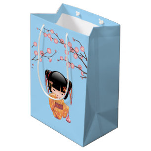 Ume Kokeshi Doll Japansk Geisha Girl Blue