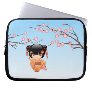 Ume Kokeshi Doll - Japansk Geisha Girl Blue Laptop Fodral