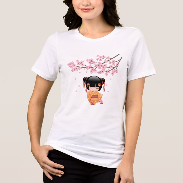 Ume Kokeshi Doll - Japansk Geisha Girl T Shirt (Framsida)