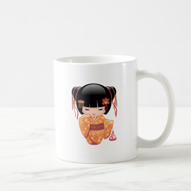 Ume Kokeshi Doll - Japansk Peach Geisha Girl Coff Kaffemugg (Höger)