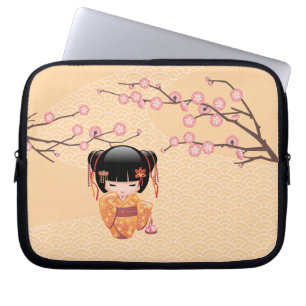 Ume Kokeshi Doll - Japansk Peach Geisha Girl Laptop Fodral