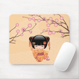 Ume Kokeshi Doll - Japansk Peach Geisha Girl Musmatta
