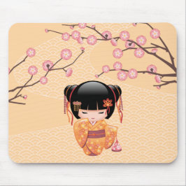 Ume Kokeshi Doll - Japansk Peach Geisha Girl Musmatta
