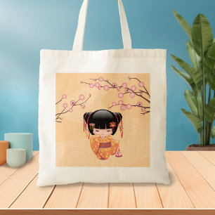 Ume Kokeshi Doll - Japansk Peach Geisha Girl Tygkasse