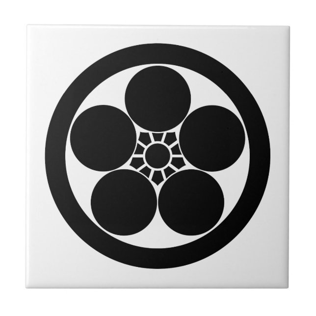 Umebachi-stil japansk plommon i cirkel kakelplatta (Framsidan)