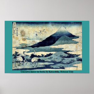 Umezawa säteri i Soshu vid Katsushika, Hokusai Poster