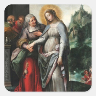 Umgänge av Mary till St. Elizabeth Fyrkantigt Klistermärke