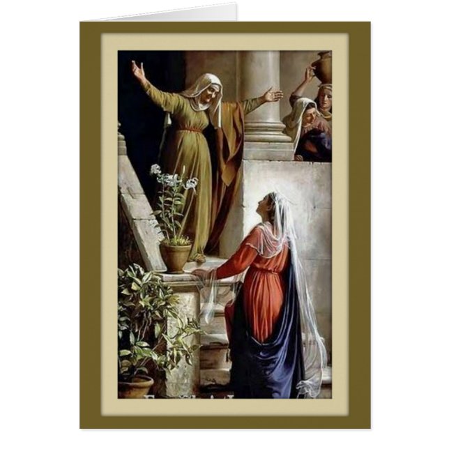 Umgängen av den jungfruliga Mary St.en Elizabeth Hälsningskort (Framsidan)