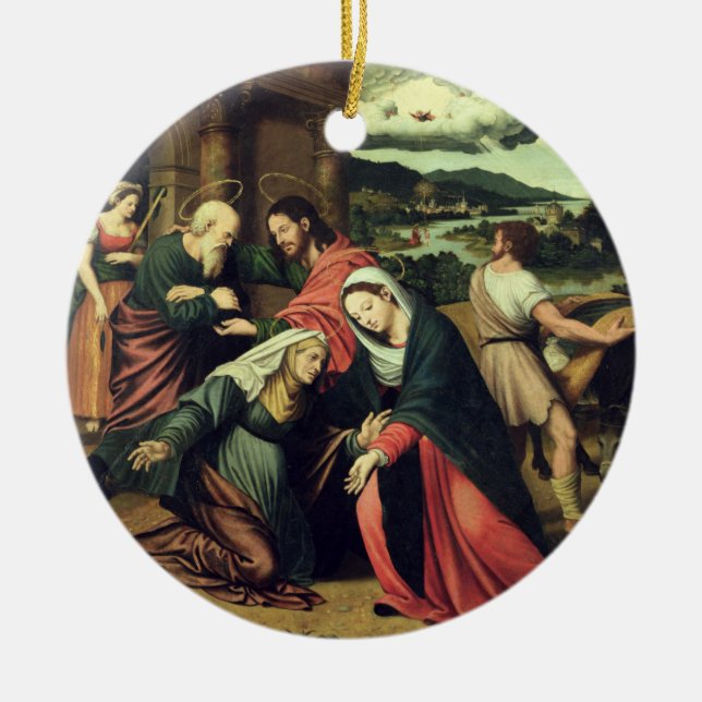 Umgänget (olja på panel) 2 julgransprydnad keramik (Framsidan)