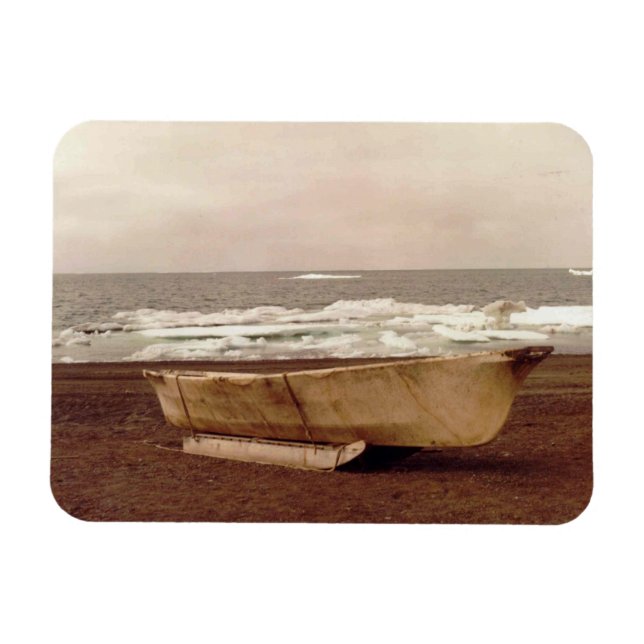Umiak Walrus Skin Whalers Boat Photo Prated Flex Magnet (Horisontell)