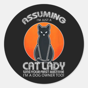 Uming Kattdamens Halloween _ Hund och svart katt Runt Klistermärke