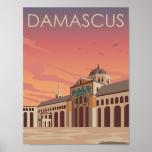 Ummayad Mosque Damaskus Berömd Travel Ställe Poster