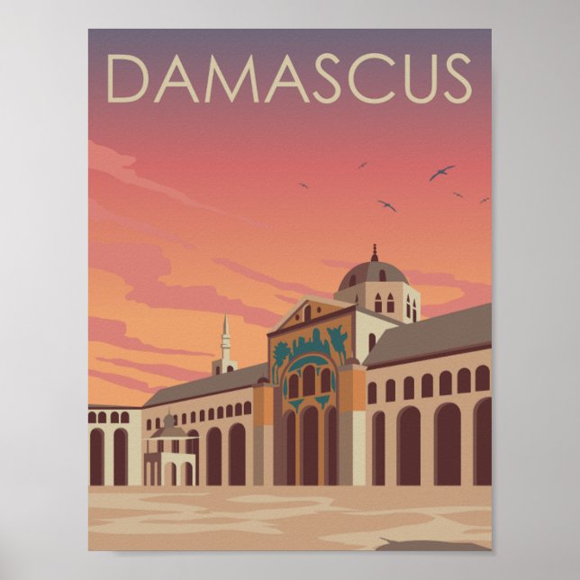 Ummayad Mosque Damaskus Berömd Travel Ställe Poster (Framsidan)