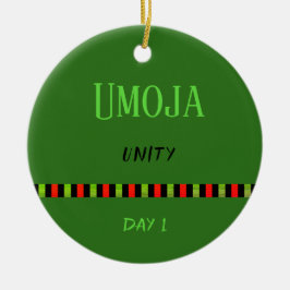 Umoja - Kwanzaa Dag 1 Grönt Julgransprydnad Keramik