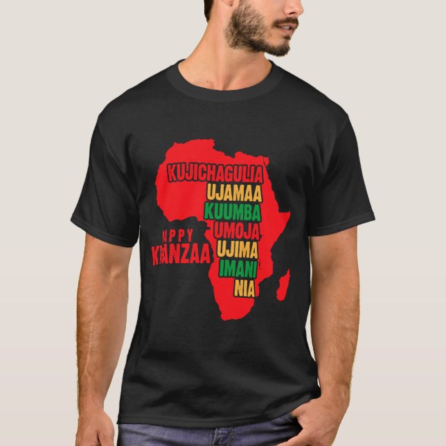 Umoja Kwanzaa Helgdag Afrika American Unity Flagga T Shirt (Framsida)