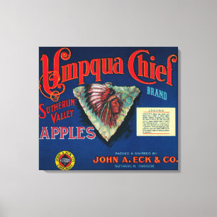 Umpqua högsta Apple låda LabelSutherlin, ELLER Canvastryck