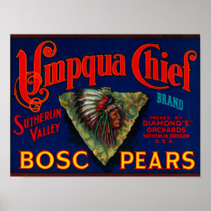 Umpqua högsta Pearlåda LabelSutherlin, ELLER Poster