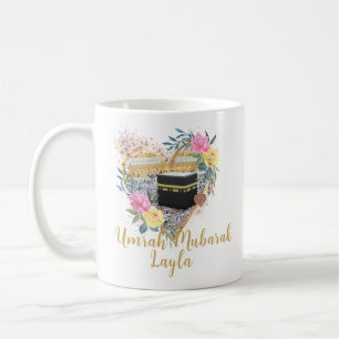 Umrah Mubarak Blommigt Heart Kaabah Mugg