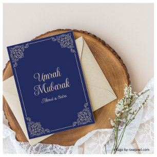 Umrah Mubarak Blue Gift Islamic Greeting Card Kort