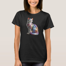 Un beau chat assis en trois dimensions. t shirt
