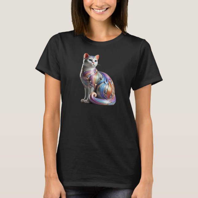 Un beau chat assis en trois dimensions. t shirt (Framsida)