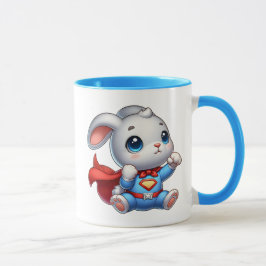 Un bébé lapin super-héros. mugg