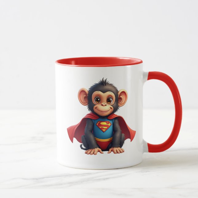 Un bébé singe super-héros avec sa cape. mugg (Höger)
