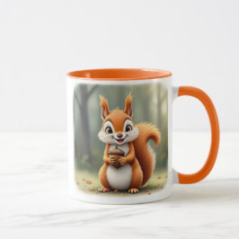 Un bel écureuil vous présente sa noisette. mugg