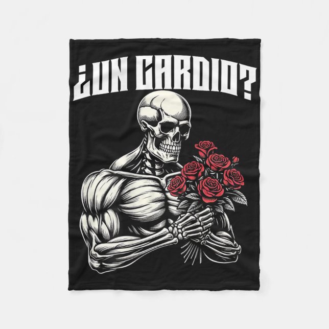 Un Cardio Espalda. Calaca Con Flores Rosas Fleecefilt (Framsidan)