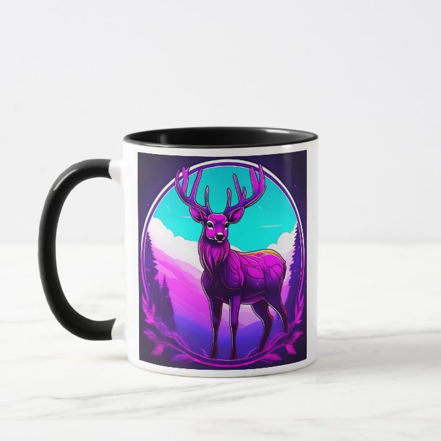 Un cerf magnifique règne sur les montagnes. mugg (Vänster)