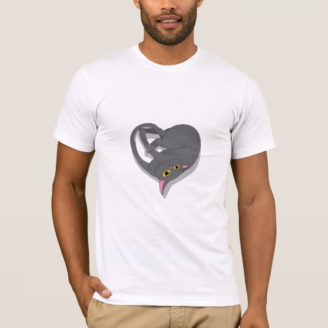Un chat en forme de coeur  t shirt (Framsida)