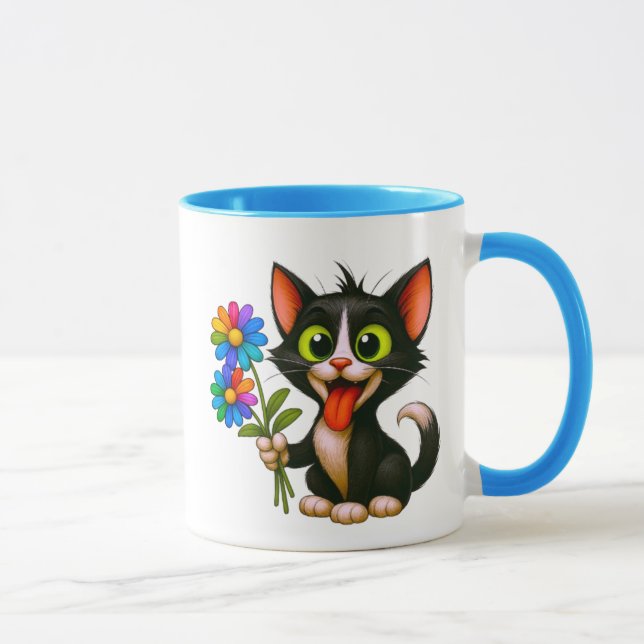 Un chat livreur de fleurs mugg (Höger)