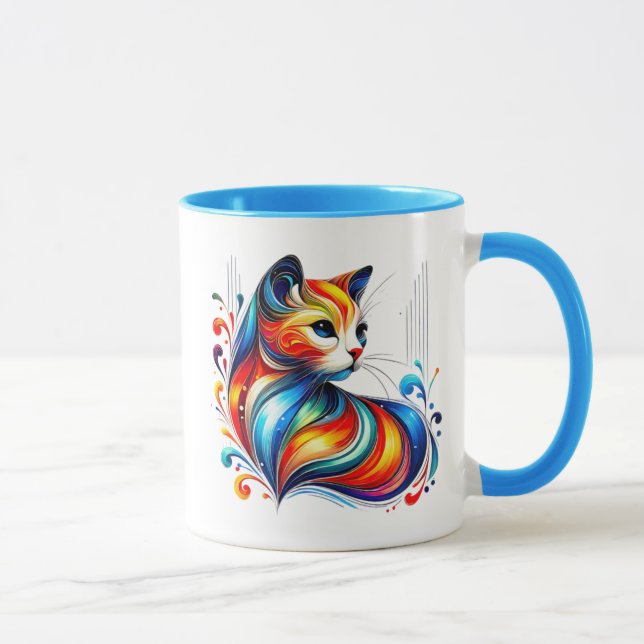 Un chat stylisée aux couleurs chaudes. mugg (Höger)