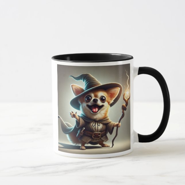  Un chien Chihuahua en sorcier magicien. Mugg (Höger)