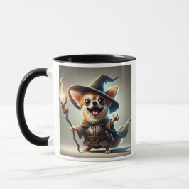 Un chien Chihuahua en sorcier magicien. Mugg
