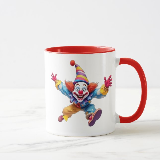 Un clown rigolo saute en l'air en rigolant. mugg (Höger)