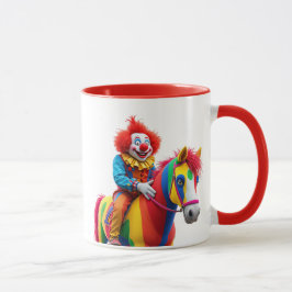 Un clown rigolo sur son cheval. mugg