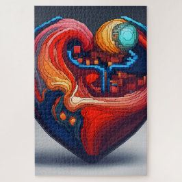 Un coeur vibrant en pixel art pussel