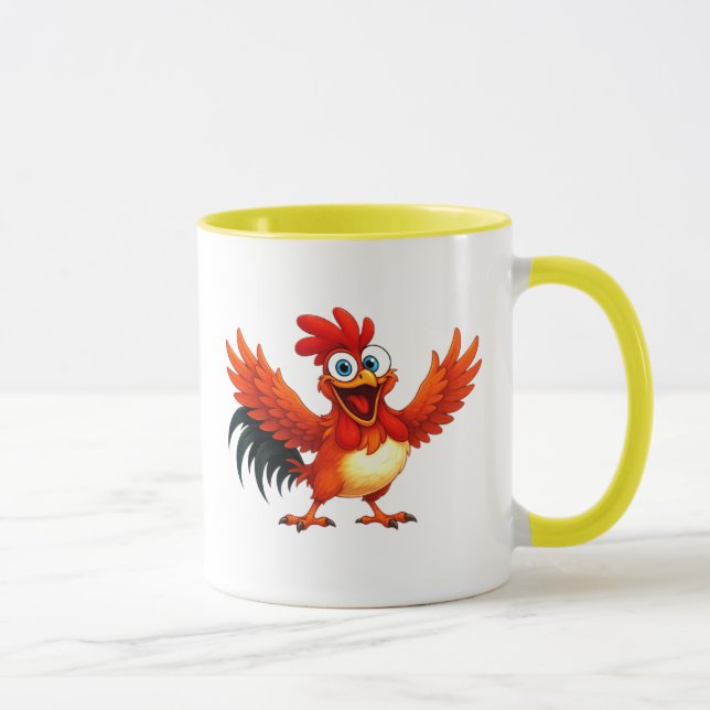 Un coq exubérant agite ses ailes. mugg (Höger)