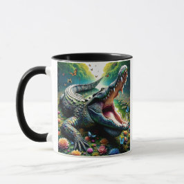 Un crocodile la gueule ouverte. mugg