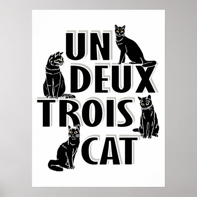Un Deux Trois Cat - Fransk Pun Poster (Framsidan)