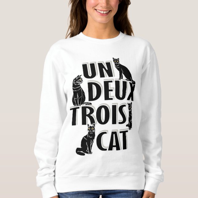 Un Deux Trois Cat - Fransk Pun T Shirt (Framsida)