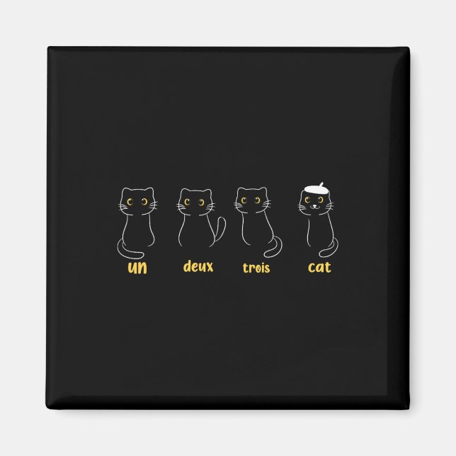 Un Deux Trois Cat Funny Cat Lovers Magnet (Framsidan)