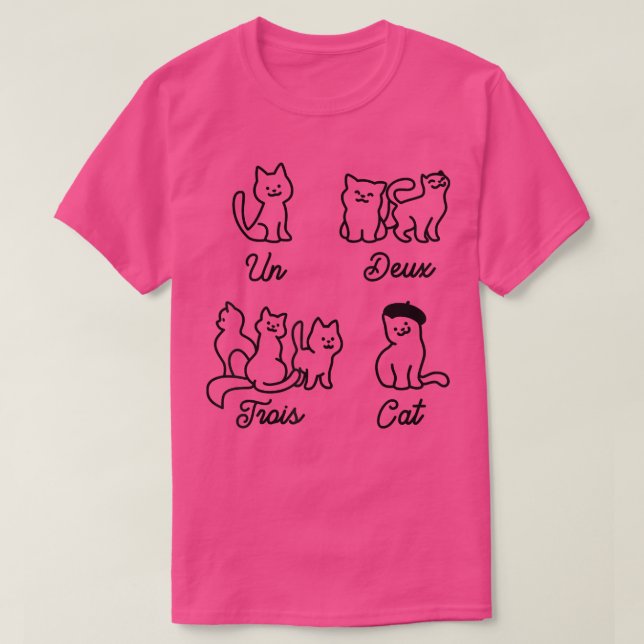 Un Deux Trois Cat Funny T Shirt (Design framsida)