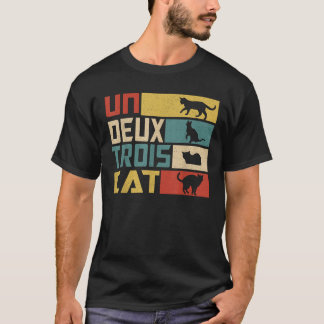 Un Deux Trois Katt Rolig Fransk Puns Rolig Katt T Shirt
