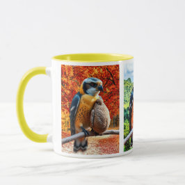 Un faucon veille sur son petit fauconneau. mugg