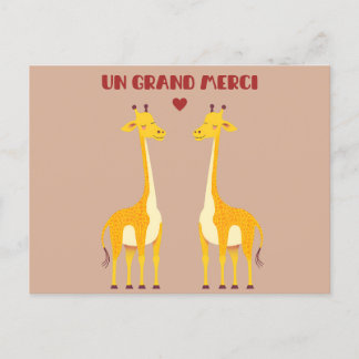 Un grand merci - giraffe vykort