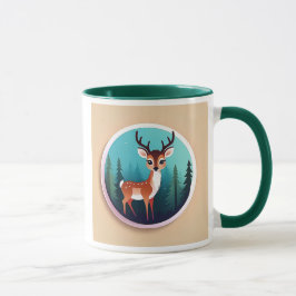 Un jeune cerf observe la nature devant la forêt. mugg