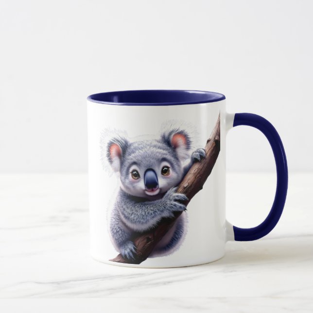 Un koala mignon accroché à une branche. mugg (Höger)